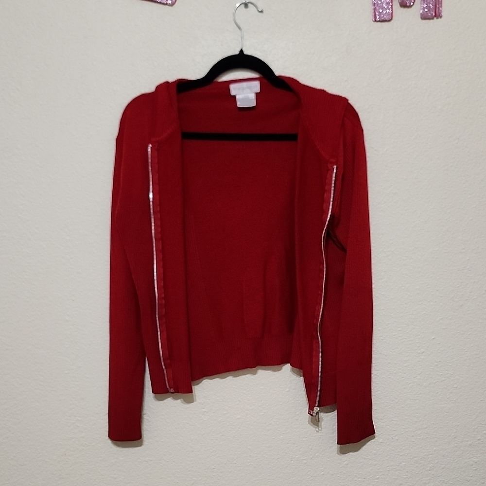Worthington Red Cardigan Lightweight Knit